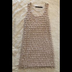 Zara Basic Beige Ruffle Dress - Size Small